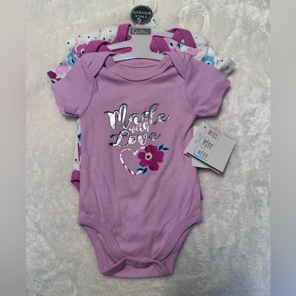 3 piece girl onesie set